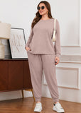 SHOWMALL Womens Plus Size 2 Piece Outfits, Long Sleeve Top and Pant with Pockets Lounge Wear Set Pajamas