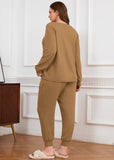 SHOWMALL Womens Plus Size 2 Piece Outfits, Long Sleeve Top and Pant with Pockets Lounge Wear Set Pajamas