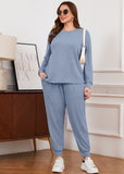 SHOWMALL Womens Plus Size 2 Piece Outfits, Long Sleeve Top and Pant with Pockets Lounge Wear Set Pajamas
