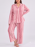 SHOWMALL Womens Plus Size 2 Piece Pajamas Sets, Long Sleeve Button Down Top and Long Pant with Pockets