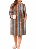SHOWMALL Women's Plus Size 3/4 Sleeve Nightgown with Pockets Soft Henley Neck Sleep Dress Loose Lounge Sleepwear