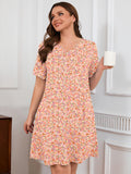 SHOWMALL Nightgowns for Plus Women Soft Short Sleeve Pajama Dress with Pockets for Sleep Night
