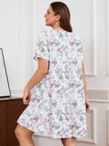 SHOWMALL Nightgowns for Plus Women Soft Short Sleeve Pajama Dress with Pockets for Sleep Night