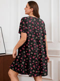 SHOWMALL Nightgowns for Plus Women Soft Short Sleeve Pajama Dress with Pockets for Sleep Night