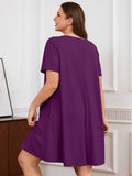 SHOWMALL Nightgowns for Plus Women Soft Short Sleeve Pajama Dress with Pockets for Sleep Night