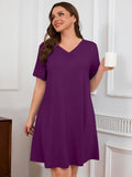 SHOWMALL Nightgowns for Plus Women Soft Short Sleeve Pajama Dress with Pockets for Sleep Night