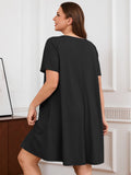 SHOWMALL Nightgowns for Plus Women Soft Short Sleeve Pajama Dress with Pockets for Sleep Night