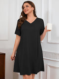 SHOWMALL Nightgowns for Plus Women Soft Short Sleeve Pajama Dress with Pockets for Sleep Night