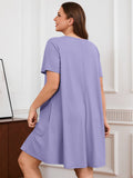 SHOWMALL Nightgowns for Plus Women Soft Short Sleeve Pajama Dress with Pockets for Sleep Night