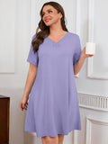 SHOWMALL Nightgowns for Plus Women Soft Short Sleeve Pajama Dress with Pockets for Sleep Night