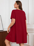 SHOWMALL Nightgowns for Plus Women Soft Short Sleeve Pajama Dress with Pockets for Sleep Night