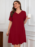 SHOWMALL Nightgowns for Plus Women Soft Short Sleeve Pajama Dress with Pockets for Sleep Night