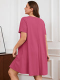 SHOWMALL Nightgowns for Plus Women Soft Short Sleeve Pajama Dress with Pockets for Sleep Night