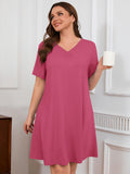 SHOWMALL Nightgowns for Plus Women Soft Short Sleeve Pajama Dress with Pockets for Sleep Night