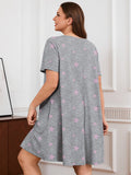 SHOWMALL Nightgowns for Plus Women Soft Short Sleeve Pajama Dress with Pockets for Sleep Night