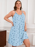 SHOWMALL Sleeveless Nightgowns for Plus Women Sleepwear Wide Strap Sleep Shirt Pleated Scoopneck Lounge Dress with Pockets