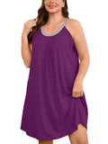 SHOWMALL Sleeveless Nightgowns for Plus Women Sleepwear Wide Strap Sleep Shirt Pleated Scoopneck Lounge Dress with Pockets