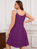 SHOWMALL Sleeveless Nightgowns for Plus Women Sleepwear Wide Strap Sleep Shirt Pleated Scoopneck Lounge Dress with Pockets
