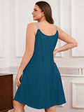 SHOWMALL Sleeveless Nightgowns for Plus Women Sleepwear Wide Strap Sleep Shirt Pleated Scoopneck Lounge Dress with Pockets