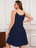 SHOWMALL Sleeveless Nightgowns for Plus Women Sleepwear Wide Strap Sleep Shirt Pleated Scoopneck Lounge Dress with Pockets