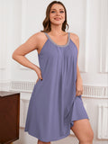 SHOWMALL Sleeveless Nightgowns for Plus Women Sleepwear Wide Strap Sleep Shirt Pleated Scoopneck Lounge Dress with Pockets