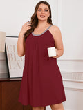 SHOWMALL Sleeveless Nightgowns for Plus Women Sleepwear Wide Strap Sleep Shirt Pleated Scoopneck Lounge Dress with Pockets