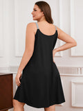 SHOWMALL Sleeveless Nightgowns for Plus Women Sleepwear Wide Strap Sleep Shirt Pleated Scoopneck Lounge Dress with Pockets