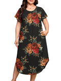 SHOWMALL Plus Size Nightgowns for Women Short Sleeve Dresses with Pockets Soft Sleepwear House Dress