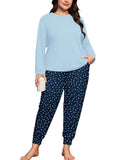 SHOWMALL Plus Size Pajamas for Women Long Sleeve Sleepwear Soft Loungewear 2 Piece Pjs Set with Pockets