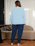SHOWMALL Plus Size Pajamas for Women Long Sleeve Sleepwear Soft Loungewear 2 Piece Pjs Set with Pockets
