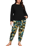 SHOWMALL Plus Size Pajamas for Women Long Sleeve Sleepwear Soft Loungewear 2 Piece Pjs Set with Pockets