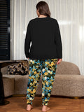 SHOWMALL Plus Size Pajamas for Women Long Sleeve Sleepwear Soft Loungewear 2 Piece Pjs Set with Pockets