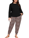 SHOWMALL Plus Size Pajamas for Women Long Sleeve Sleepwear Soft Loungewear 2 Piece Pjs Set with Pockets
