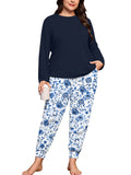 SHOWMALL Plus Size Pajamas for Women Long Sleeve Sleepwear Soft Loungewear 2 Piece Pjs Set with Pockets