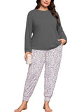 SHOWMALL Plus Size Pajamas for Women Long Sleeve Sleepwear Soft Loungewear 2 Piece Pjs Set with Pockets