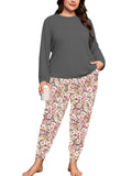 SHOWMALL Plus Size Pajamas for Women Long Sleeve Sleepwear Soft Loungewear 2 Piece Pjs Set with Pockets