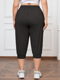 SHOWMALL Plus Size Capri Pants for Women Workout Relaxed Joggers Pants with Drawstring Pockets