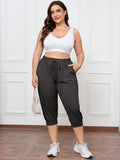 SHOWMALL Plus Size Capri Pants for Women Workout Relaxed Joggers Pants with Drawstring Pockets