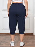 SHOWMALL Plus Size Capri Pants for Women Workout Relaxed Joggers Pants with Drawstring Pockets