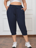 SHOWMALL Plus Size Capri Pants for Women Workout Relaxed Joggers Pants with Drawstring Pockets