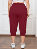 SHOWMALL Plus Size Capri Pants for Women Workout Relaxed Joggers Pants with Drawstring Pockets