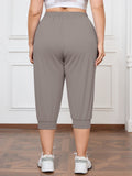 SHOWMALL Plus Size Capri Pants for Women Workout Relaxed Joggers Pants with Drawstring Pockets