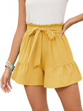 Chiclily Summer High Waist Wide Leg Shorts for Womens Casual Loose Elastic Waist Lounge Beach Shorts with Pockets