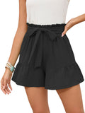 Chiclily Summer High Waist Wide Leg Shorts for Womens Casual Loose Elastic Waist Lounge Beach Shorts with Pockets