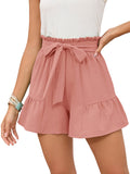 Chiclily Summer High Waist Wide Leg Shorts for Womens Casual Loose Elastic Waist Lounge Beach Shorts with Pockets