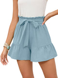 Chiclily Summer High Waist Wide Leg Shorts for Womens Casual Loose Elastic Waist Lounge Beach Shorts with Pockets