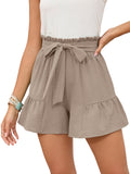 Chiclily Summer High Waist Wide Leg Shorts for Womens Casual Loose Elastic Waist Lounge Beach Shorts with Pockets