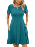 Chiclily Women's Summer Dresses Casual T Shirt Dresses Light Short Sleeve Flowy Beach Sundress with Pockets
