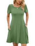 Chiclily Women's Summer Dresses Casual T Shirt Dresses Light Short Sleeve Flowy Beach Sundress with Pockets