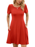 Chiclily Women's Summer Dresses Casual T Shirt Dresses Light Short Sleeve Flowy Beach Sundress with Pockets